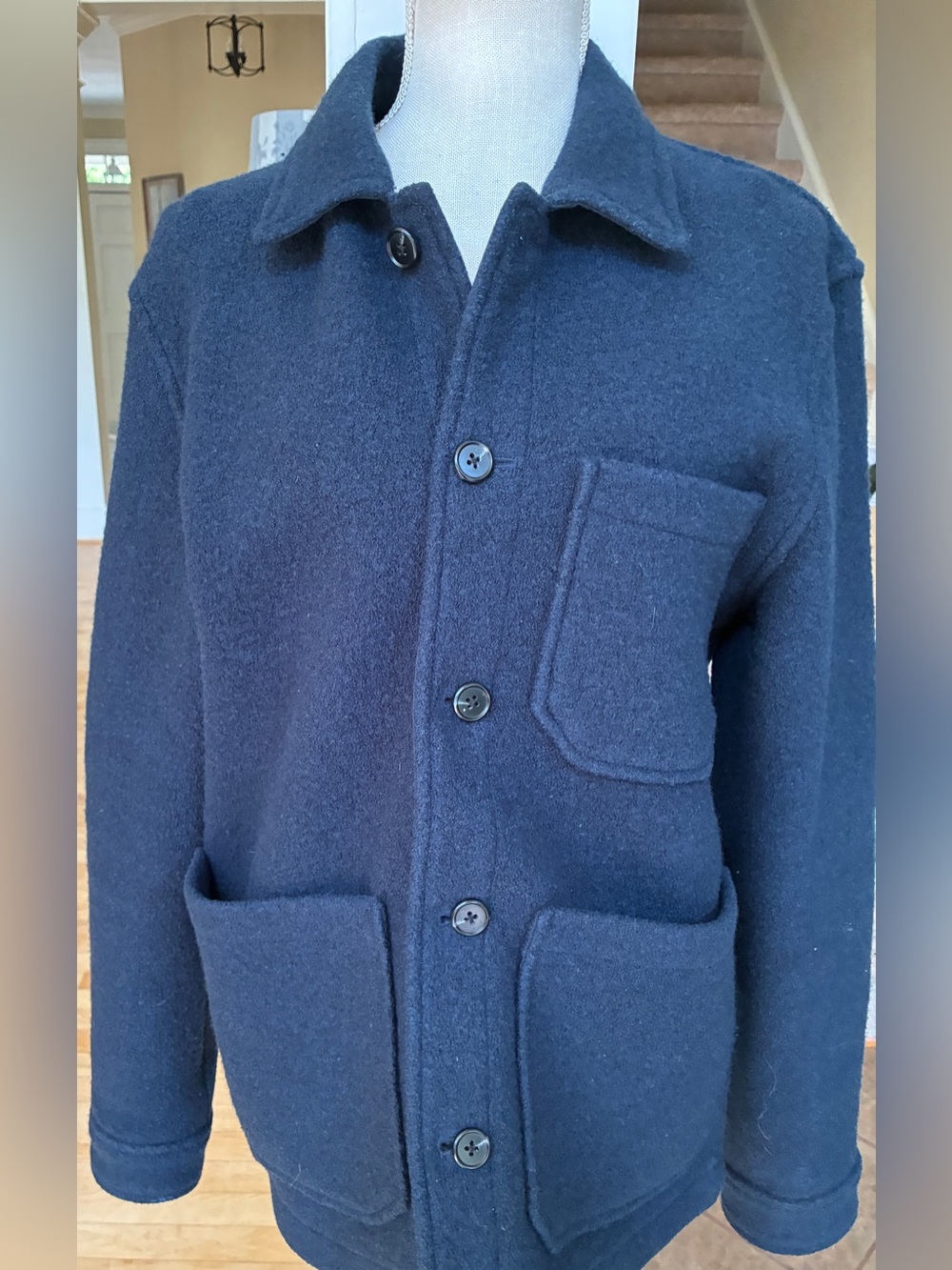 Women's Navy Utility Jacket with Patch Pockets